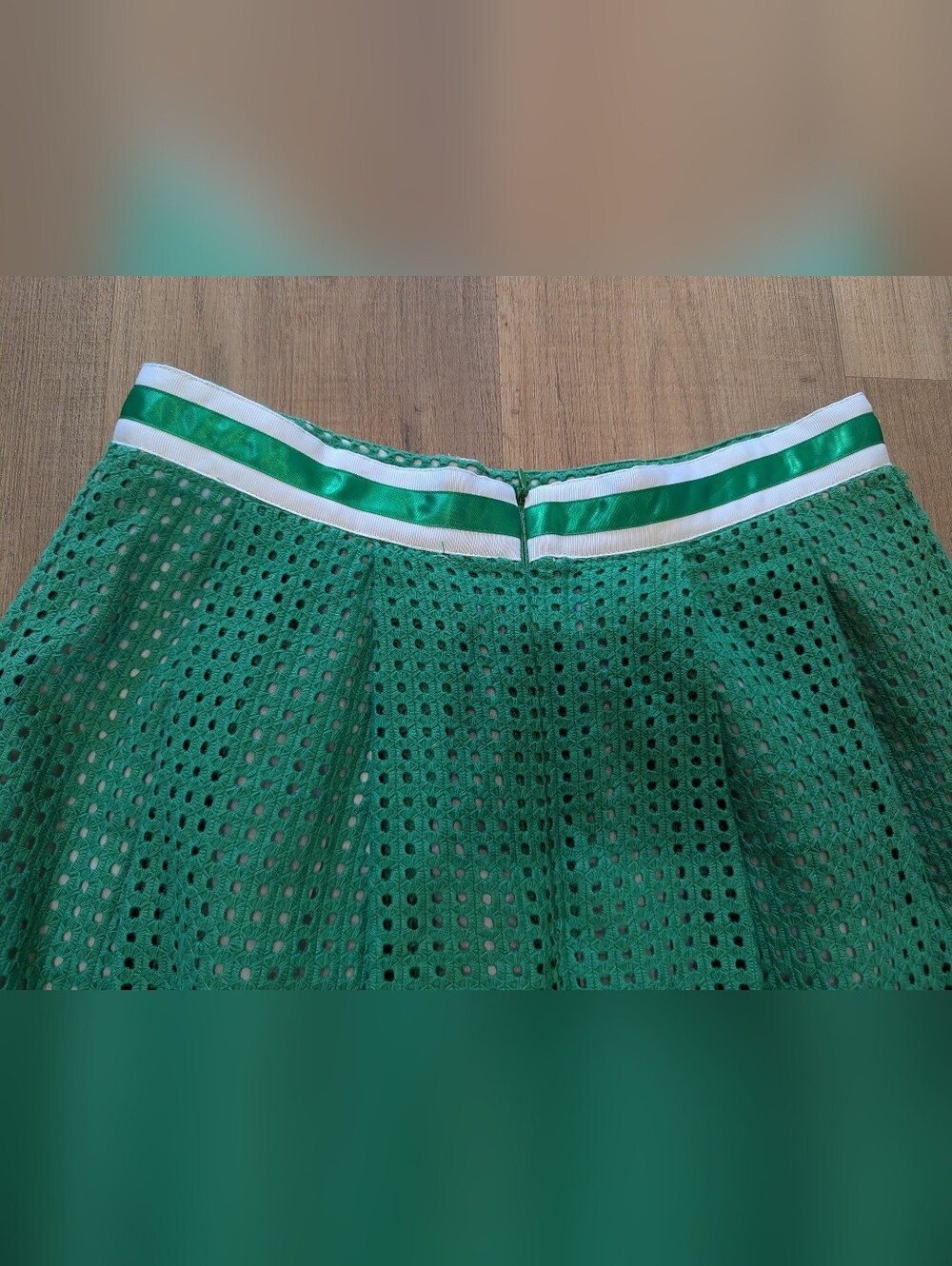 Mario Serrani Green Eyelet Circle Skirt with Striped Waist - Picture 5 of 7
